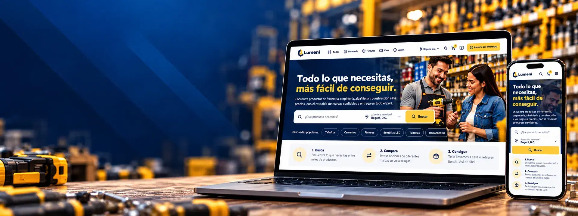 Grupo Lumeni on laptop and phone